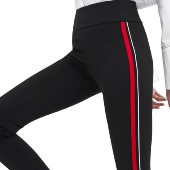 Zara Trafaluc Black Leggings with Red and White Stripes - L - Picture 2 of 5